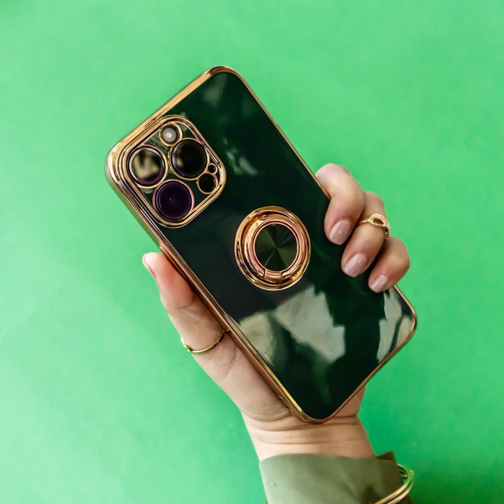 Aere Luxury Plated iPhone Case With Ring For Series 14 and 15 - Astra Cases