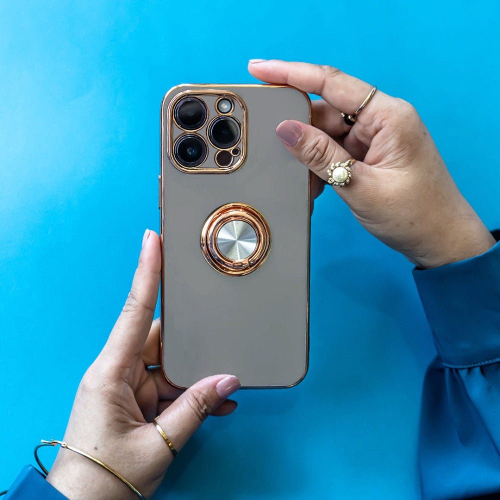 Aere Luxury Plated iPhone Case With Ring For Series 14 and 15 - Astra Cases