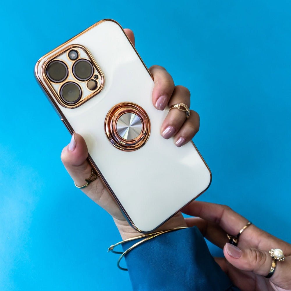 Aere Luxury Plated iPhone Case With Ring For Series 14 and 15 - Astra Cases