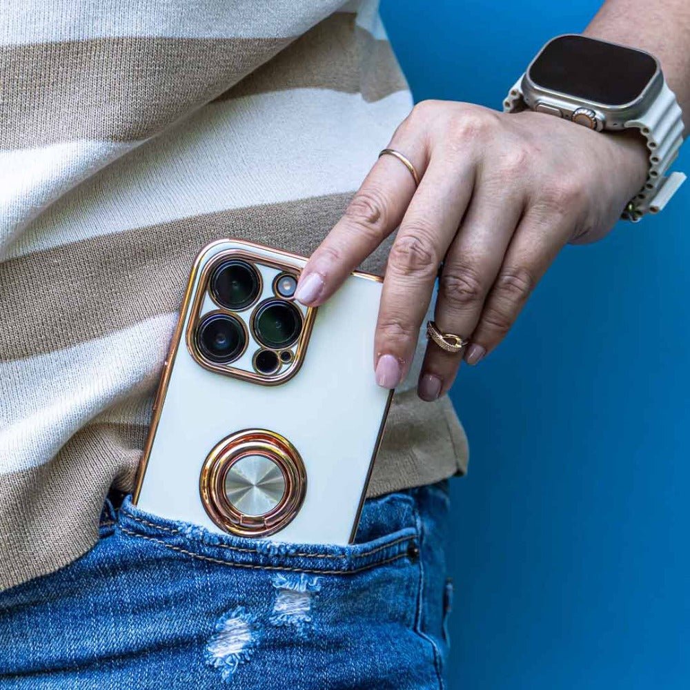 Aere Luxury Plated iPhone Case With Ring For Series 14 and 15 - Astra Cases