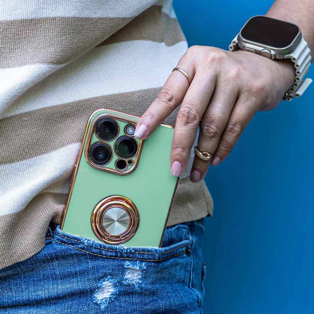 Aere Luxury Plated iPhone Case With Ring For Series 14 and 15 - Astra Cases