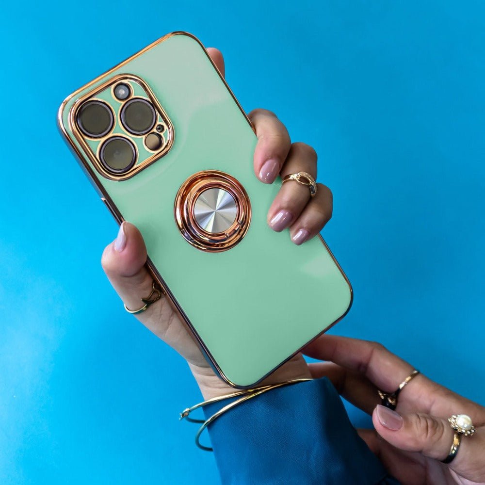 Aere Luxury Plated iPhone Case With Ring For Series 14 and 15 - Astra Cases