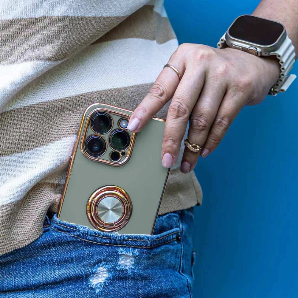 Aere Luxury Plated iPhone Case With Ring For Series 14 and 15 - Astra Cases