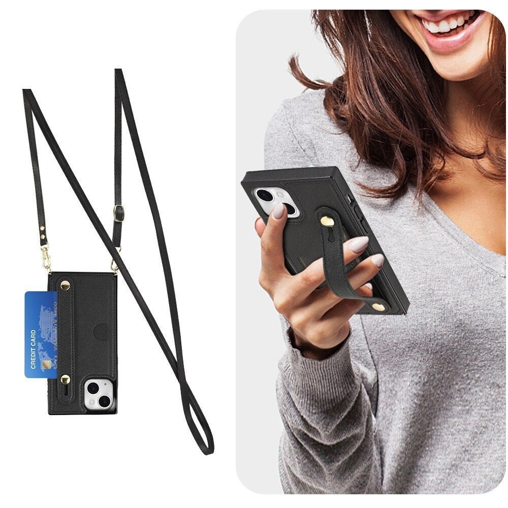 Nox Slim Leather Shockproof Case for iPhone 15 Series With Wrist Strap - Astra Cases