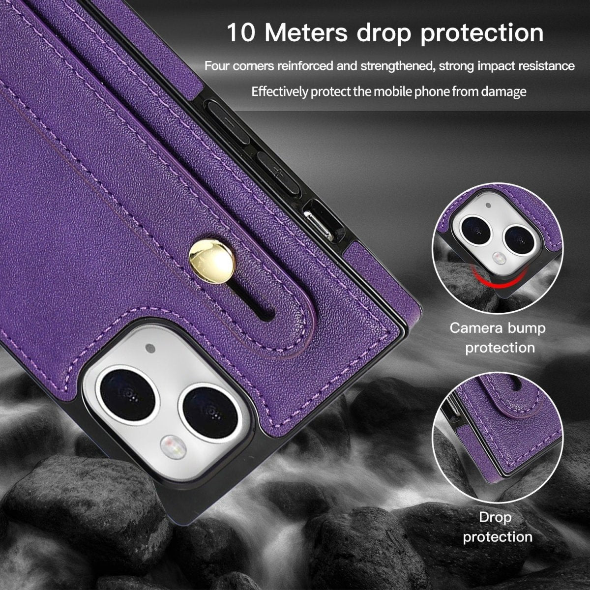 Nox Slim Leather Shockproof Case for iPhone 15 Series With Wrist Strap - Astra Cases
