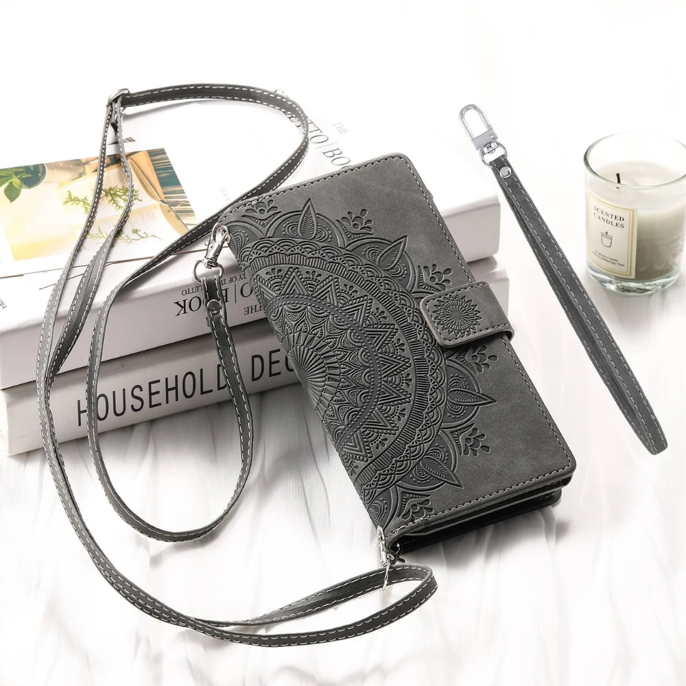 Deus Magnetic Leather Wallet Galaxy Case With Straps