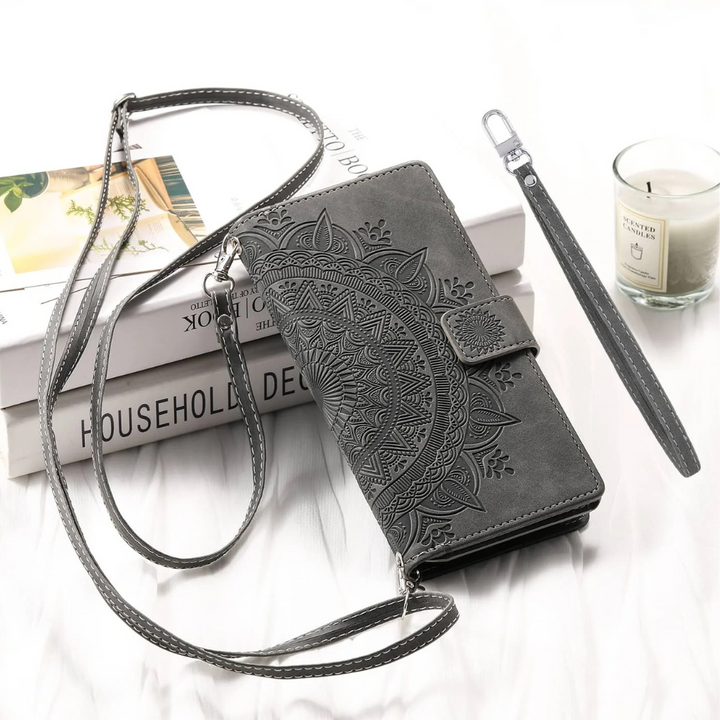 Deus Magnetic Leather Wallet Galaxy Case With Straps