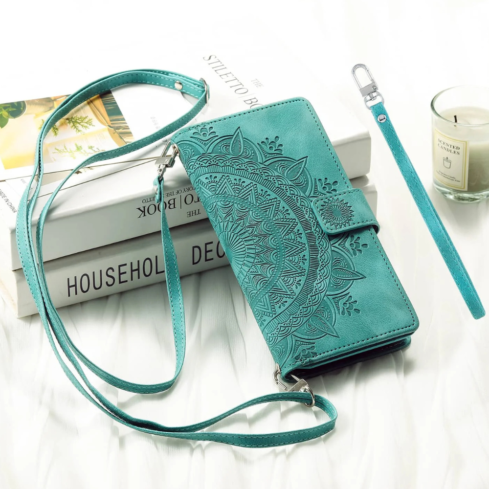 Educo Magnetic Leather Wallet Case With Straps For Galaxy S Series