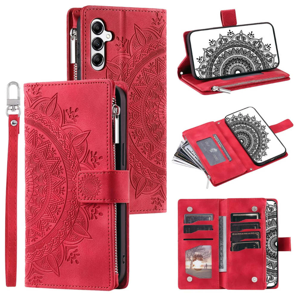 Erro Magnetic Leather Wallet Case With Straps For Galaxy A Series