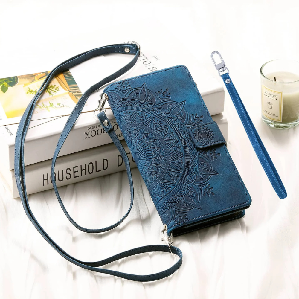 Educo Magnetic Leather Wallet Case With Straps For Galaxy S Series