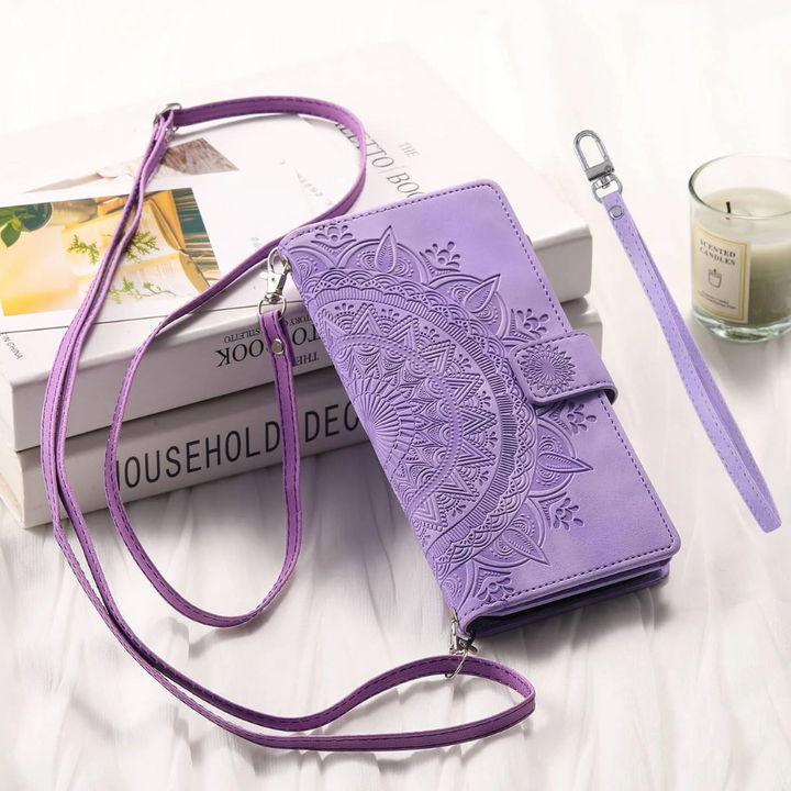 Educo Magnetic Leather Wallet Case With Straps For Galaxy S Series