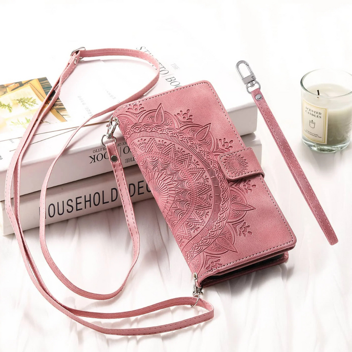 Educo Magnetic Leather Wallet Case With Straps For Galaxy S Series