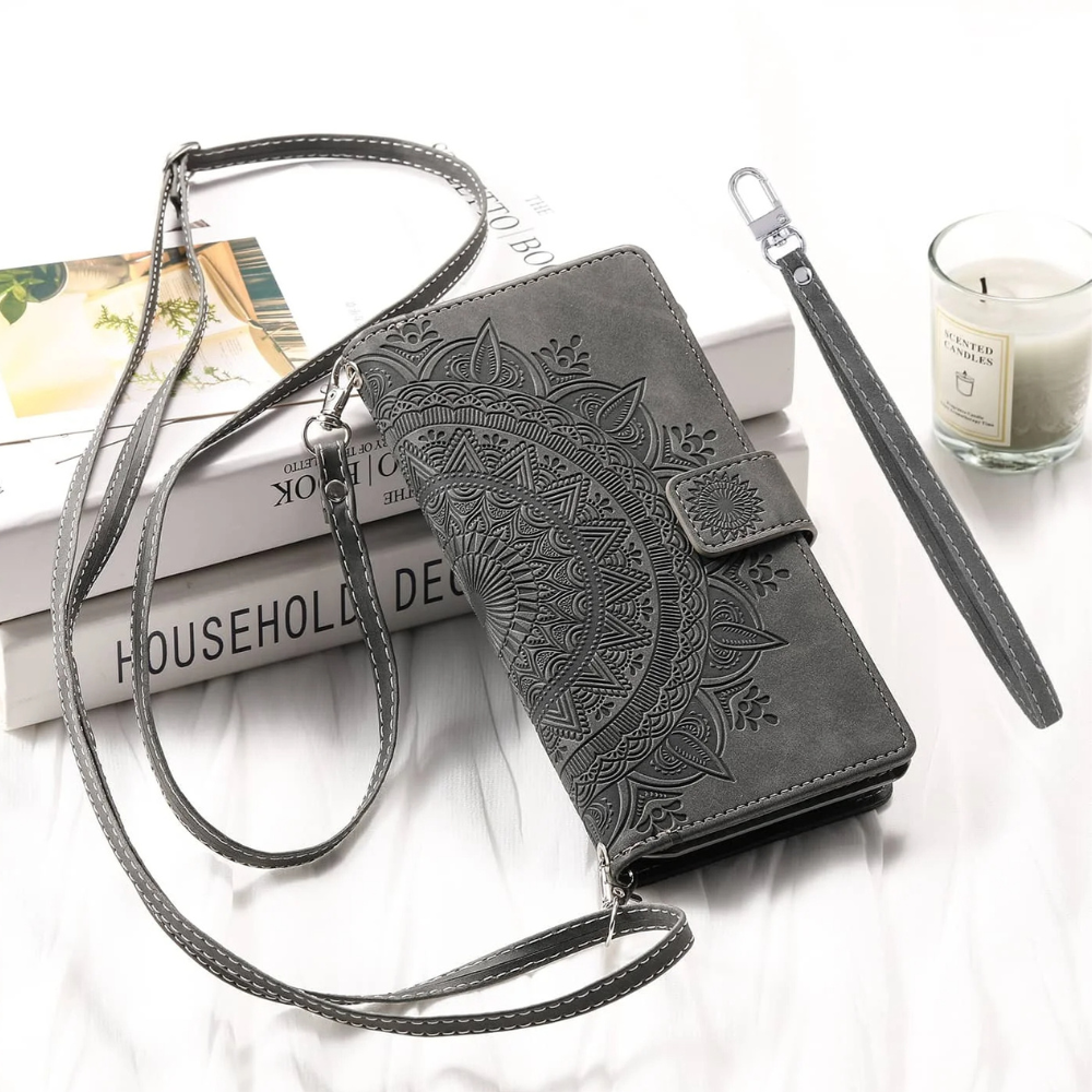 Educo Magnetic Leather Wallet Case With Straps For Galaxy S Series