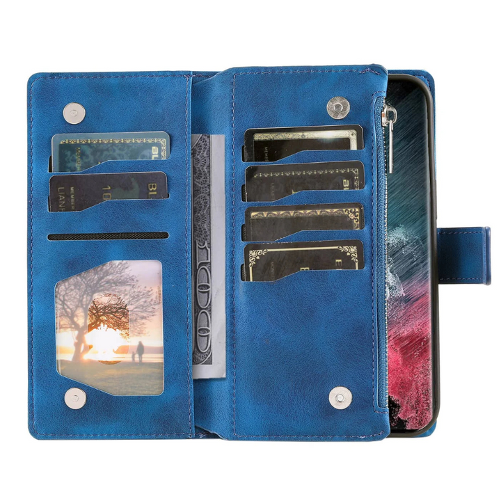 Educo Magnetic Leather Wallet Case With Straps For Galaxy S Series