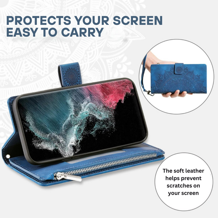 Educo Magnetic Leather Wallet Case With Straps For Galaxy S Series