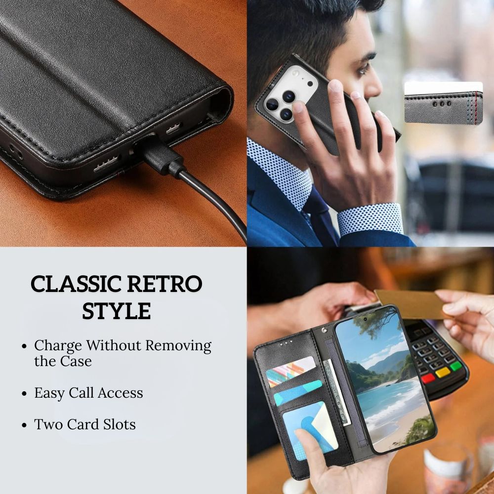 Civis Leather Wallet Flip iPhone Case - Astra Cases