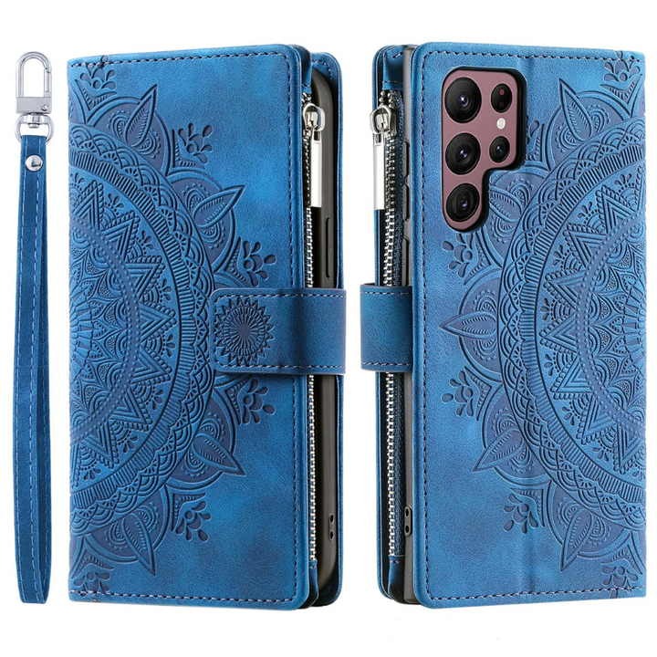 Educo Magnetic Leather Wallet Case With Straps For Galaxy S Series