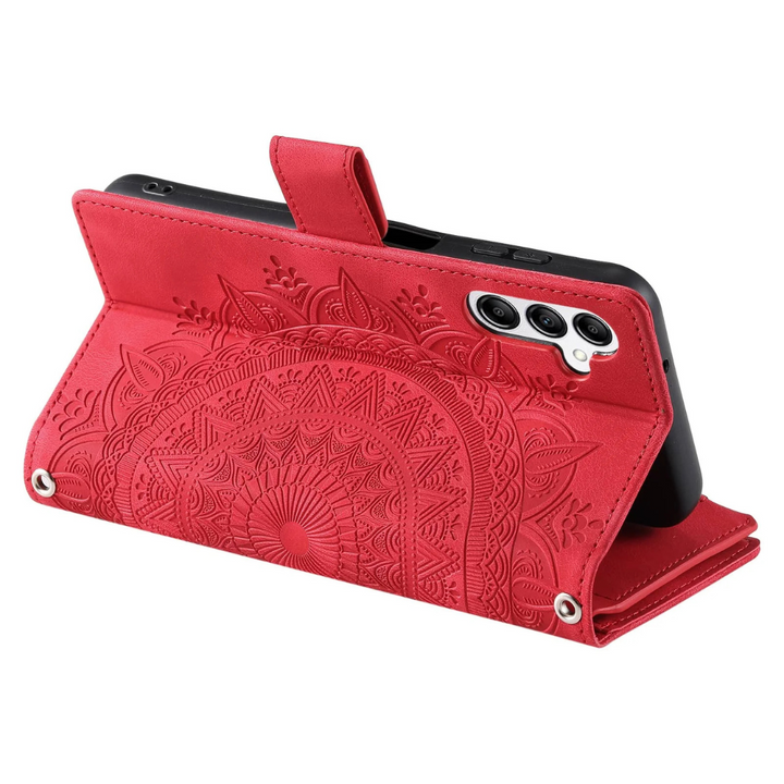 Erro Magnetic Leather Wallet Case With Straps For Galaxy A Series
