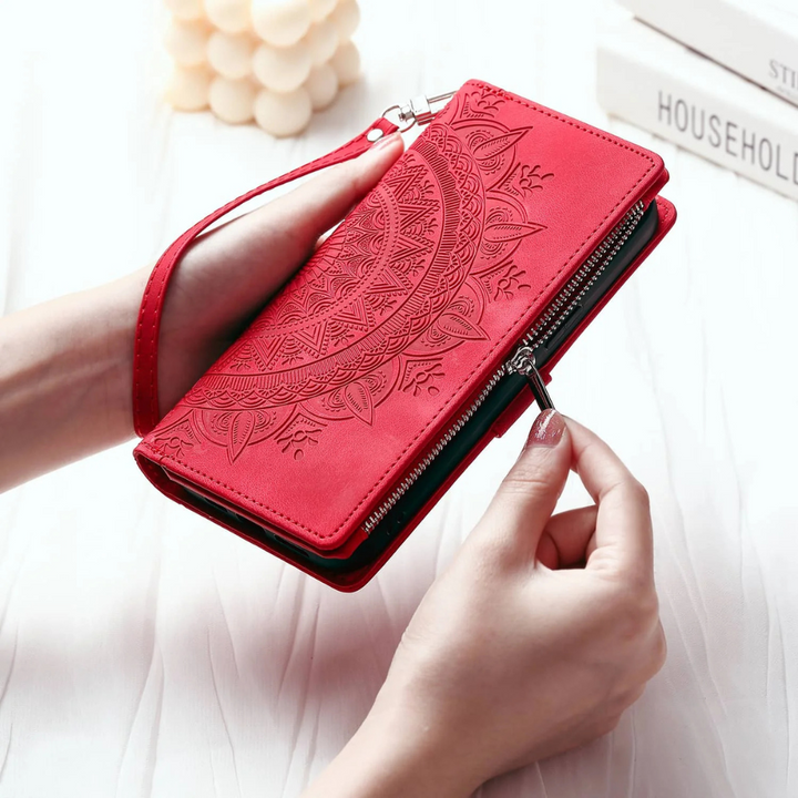 Erro Magnetic Leather Wallet Case With Straps For Galaxy A Series