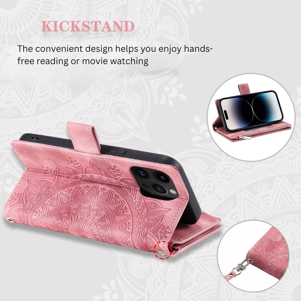 Denuo Magnetic Leather Wallet iPhone Case With Straps