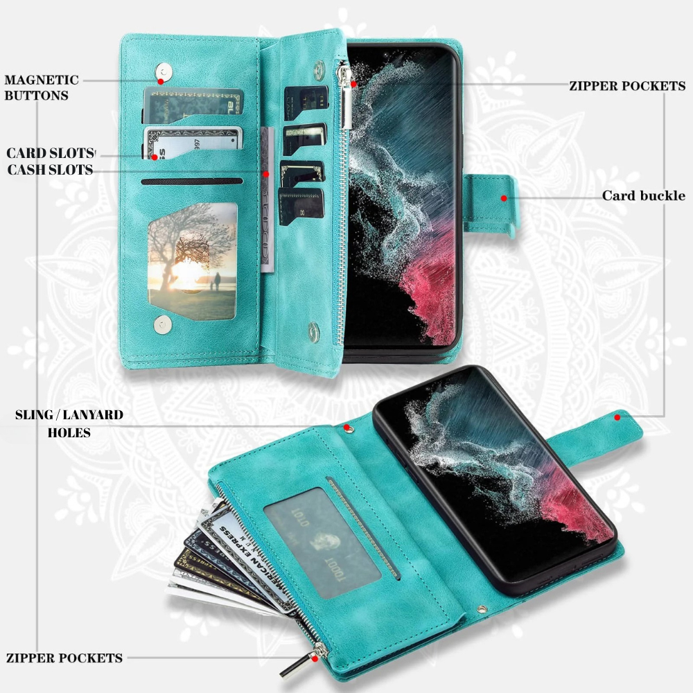 Deus Magnetic Leather Wallet Galaxy Case With Straps