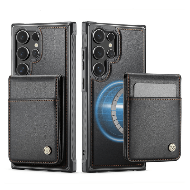 Pando Magnetic Leather Galaxy Wallet Case With Detachable Card Holder