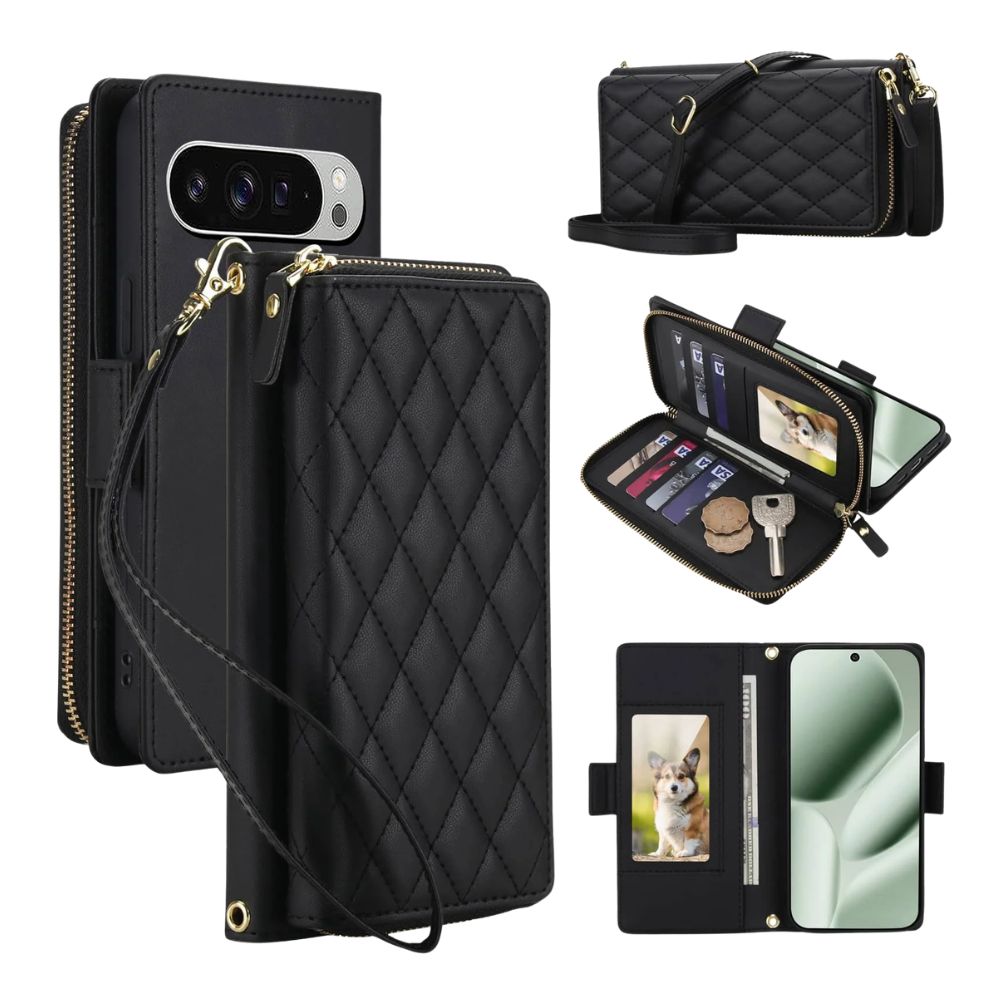 Aeneus Quilted Leather Wallet Case for Google Pixel - Astra Cases