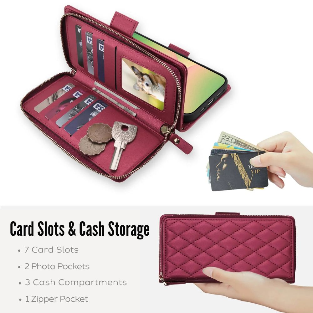 Aestus Quilted Leather Wallet Case for Galaxy A Series - Astra Cases