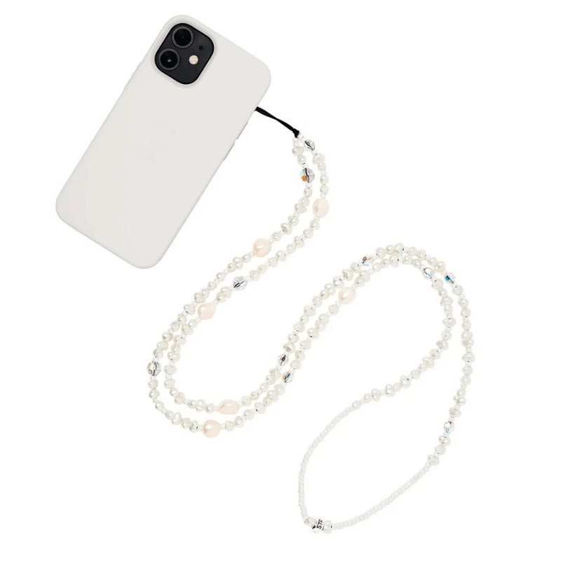 Bellicus Pearl Crystal Elastic Phone Lanyard, Cute And Stylish Faux ...
