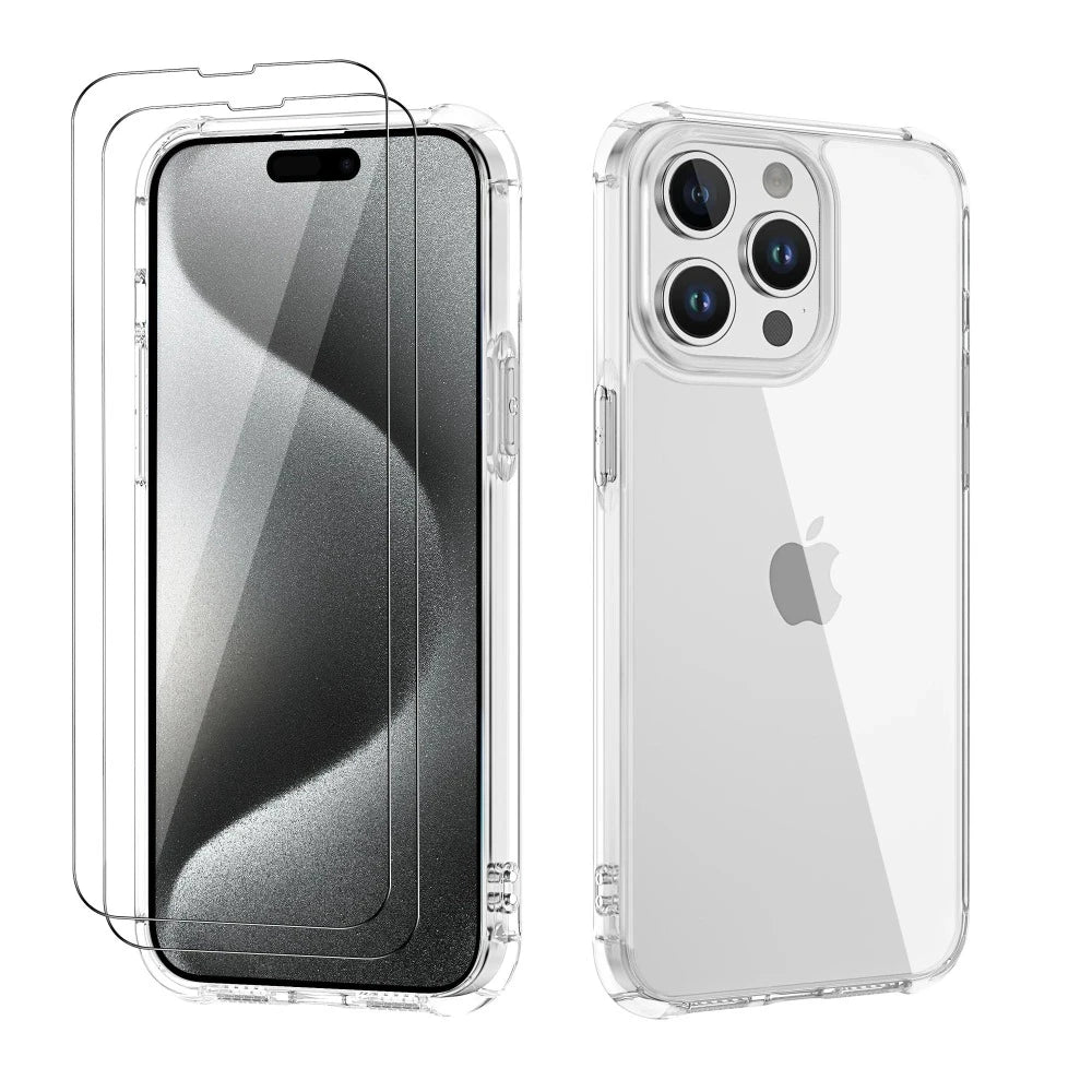 Evoco Shockproof iPhone Case With 2-Piece Clear Screen Protectors - Astra Cases