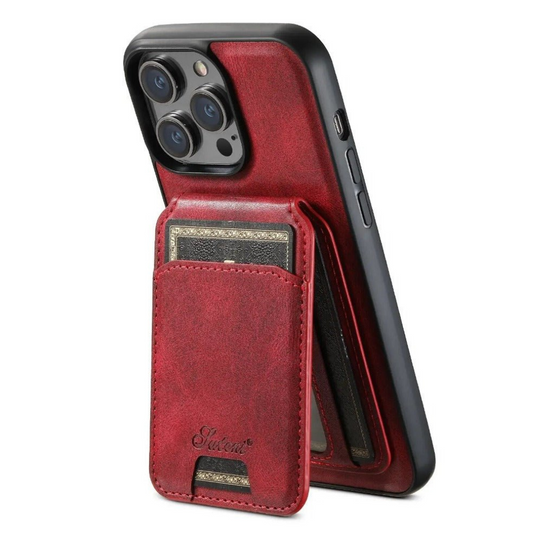 Foveo Premium Leather Case for iPhone 15-16 Series With Detachable Magnetic Card Stand
