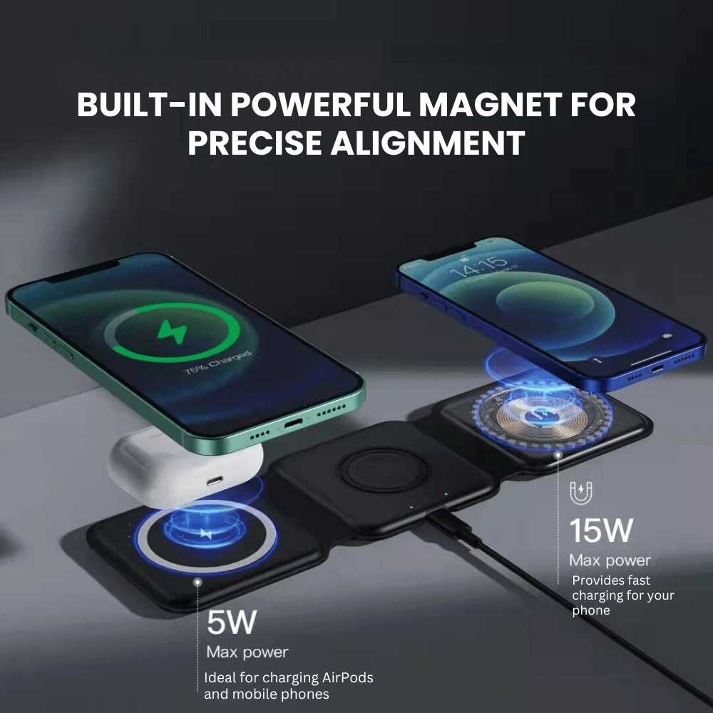 Genus 3 - in - 1 Foldable Magnetic Wireless Charger - Astra Cases