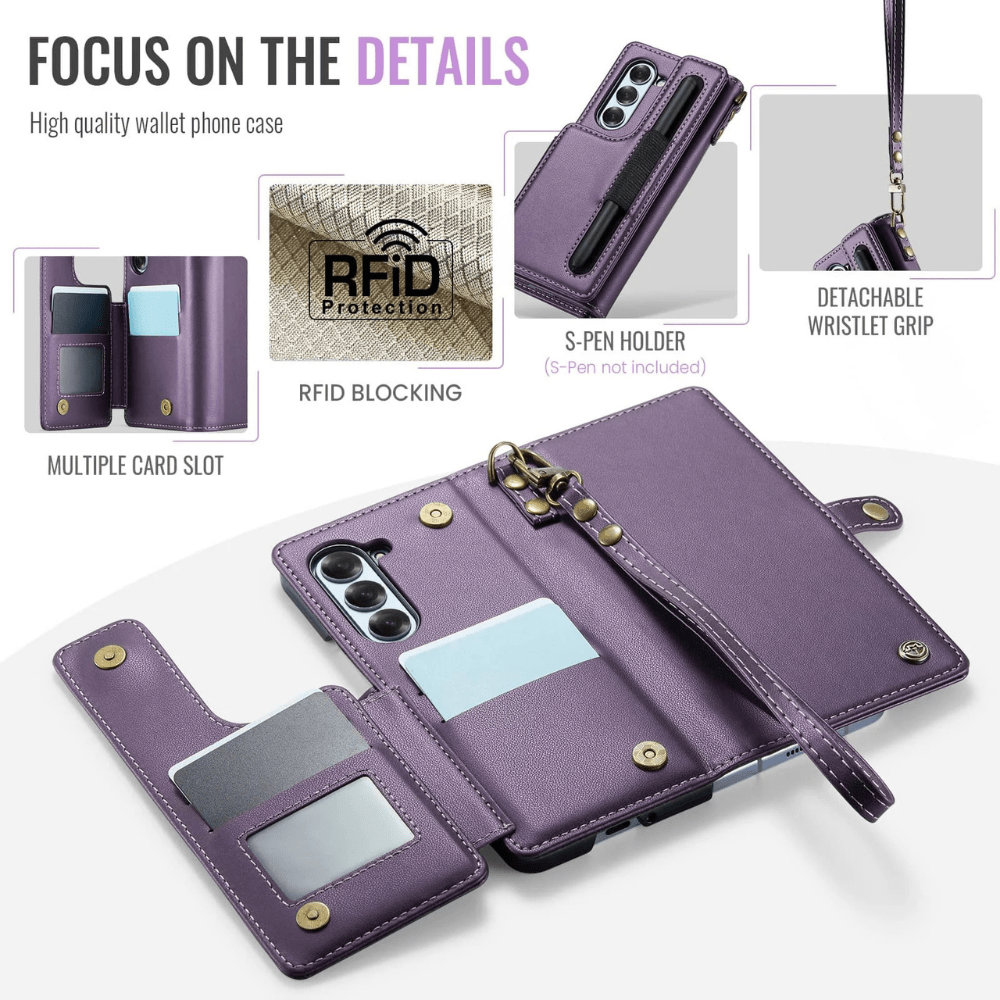 Palma RFID Blocking Wallet Case For Galaxy Z Fold 6 With Pen Holder Slot - Astra Cases