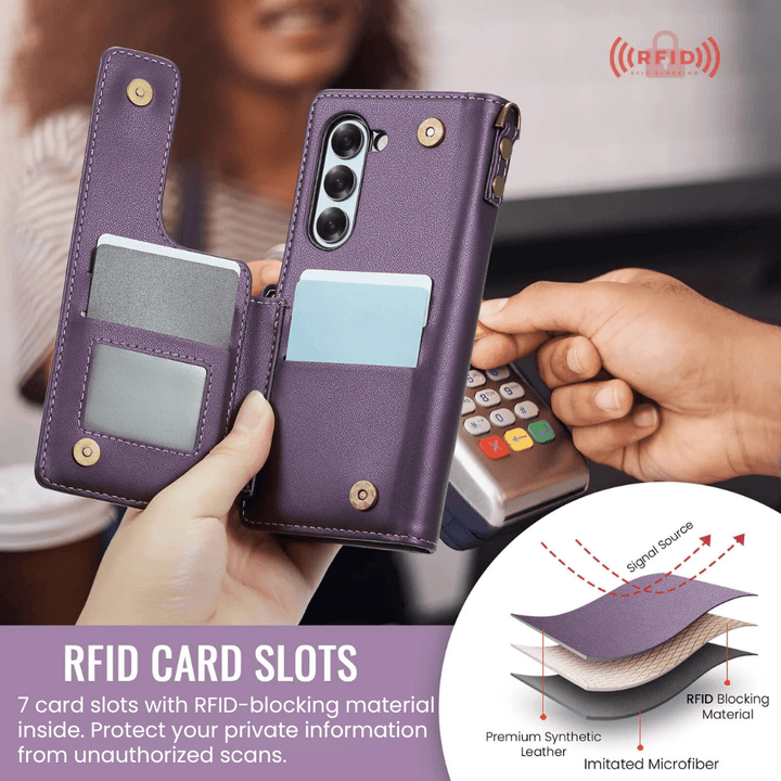 Palma RFID Blocking Wallet Case For Galaxy Z Fold 6 With Pen Holder Slot - Astra Cases