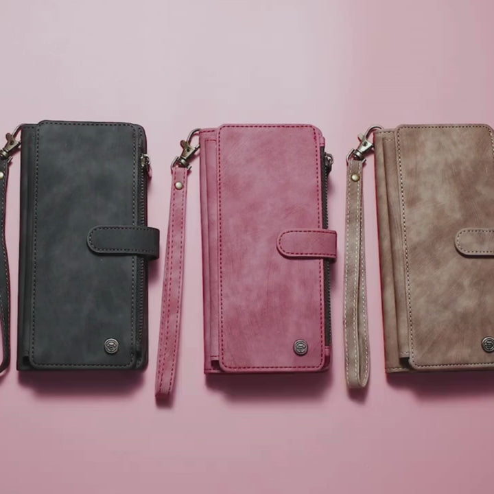Saevio Magnetic Leather Wallet Case For Galaxy Note Series