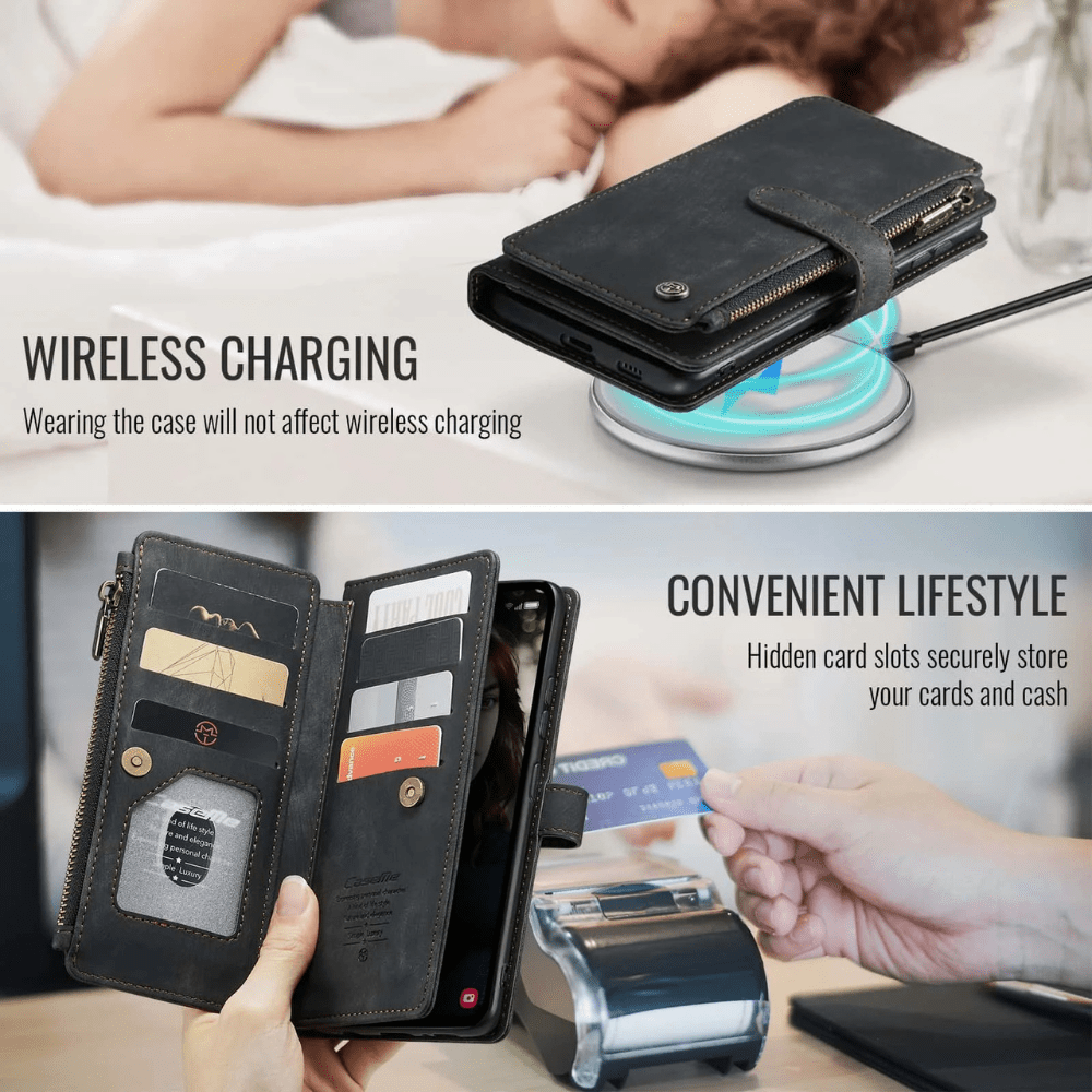 Saevio Magnetic Leather Wallet Case For Galaxy Note Series