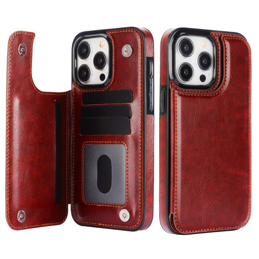 Vistor Leather Flip Wallet Case For iPhone 14-16 Series