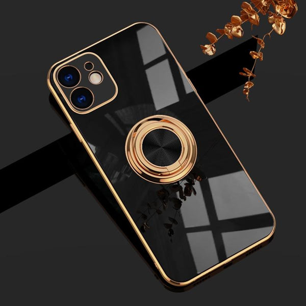 Aere Luxury Plated Silicone iPhone Case With Ring For Series 7, 8