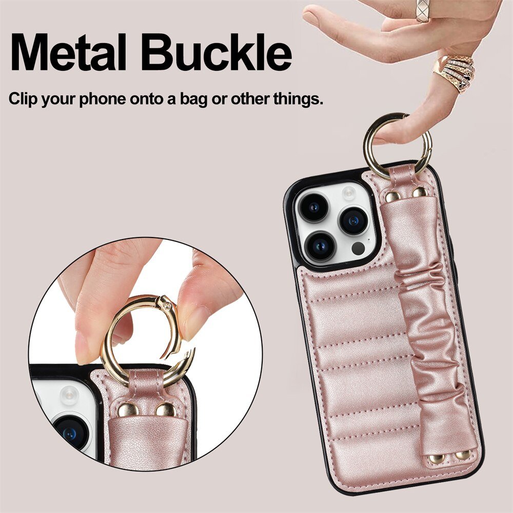 Alveus Leather iPhone Case With Metal Buckle and Pleated Wrist Strap - Astra Cases