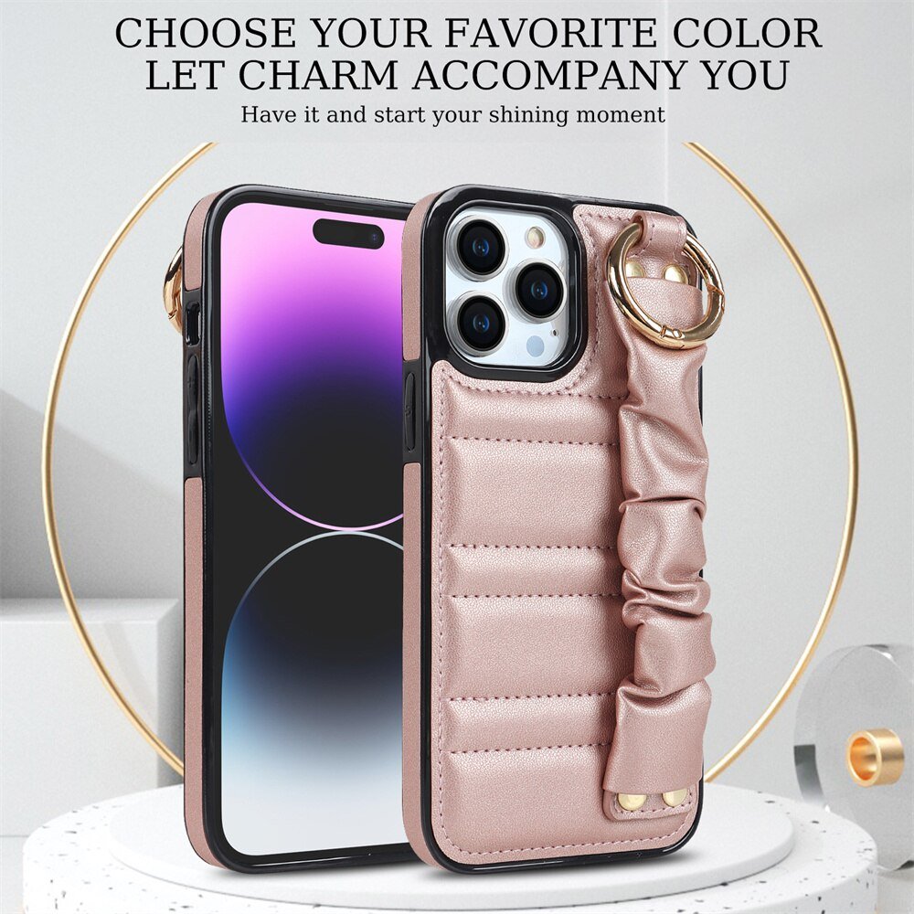 Alveus Leather iPhone Case With Metal Buckle and Pleated Wrist Strap - Astra Cases