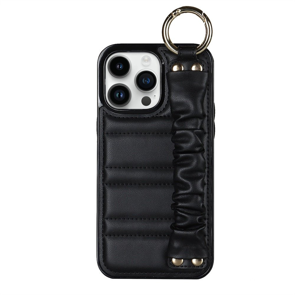 Alveus Leather iPhone Case With Metal Buckle and Pleated Wrist Strap - Astra Cases