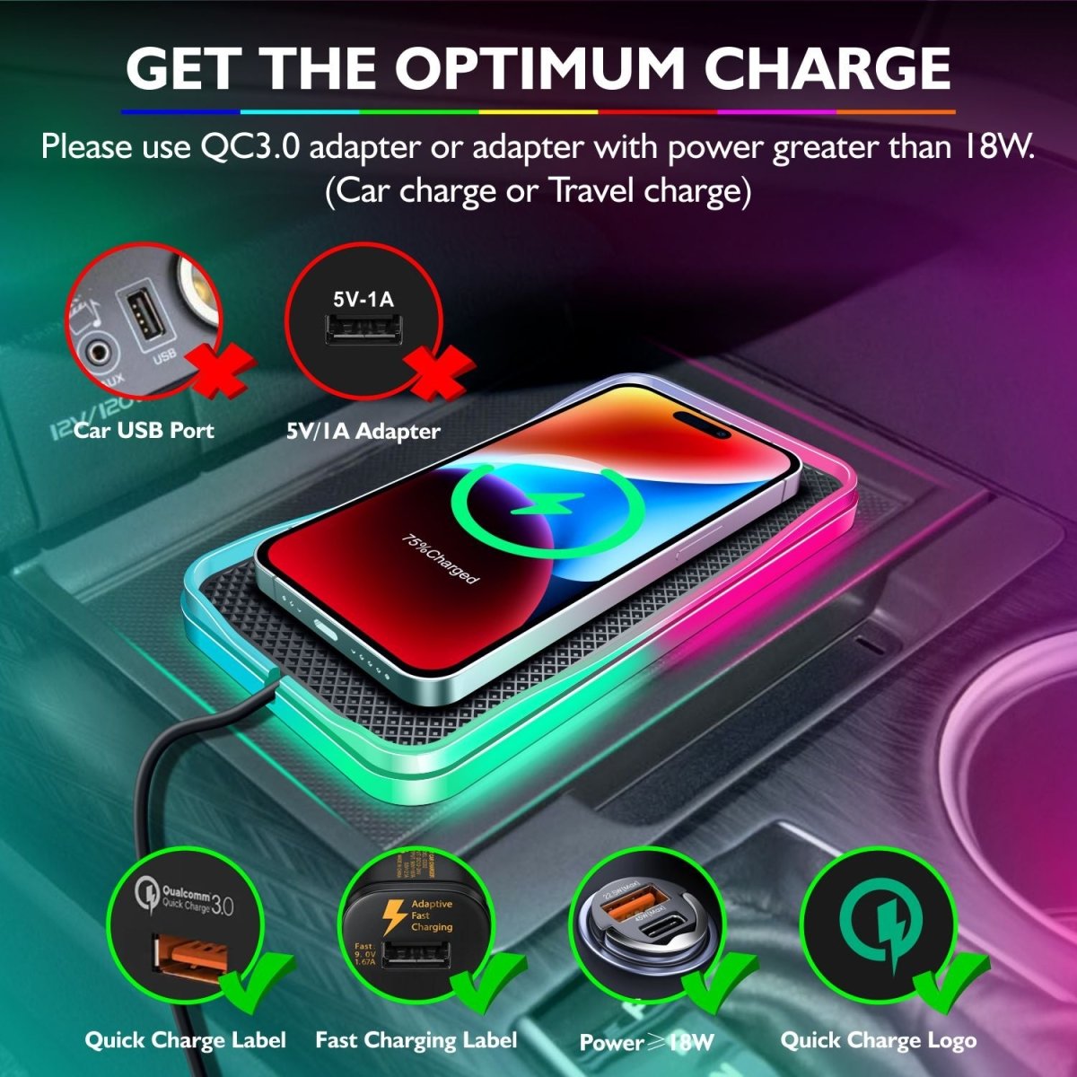 Converti Fast Charging Wireless Charging Pad With RGB LED - Astra Cases