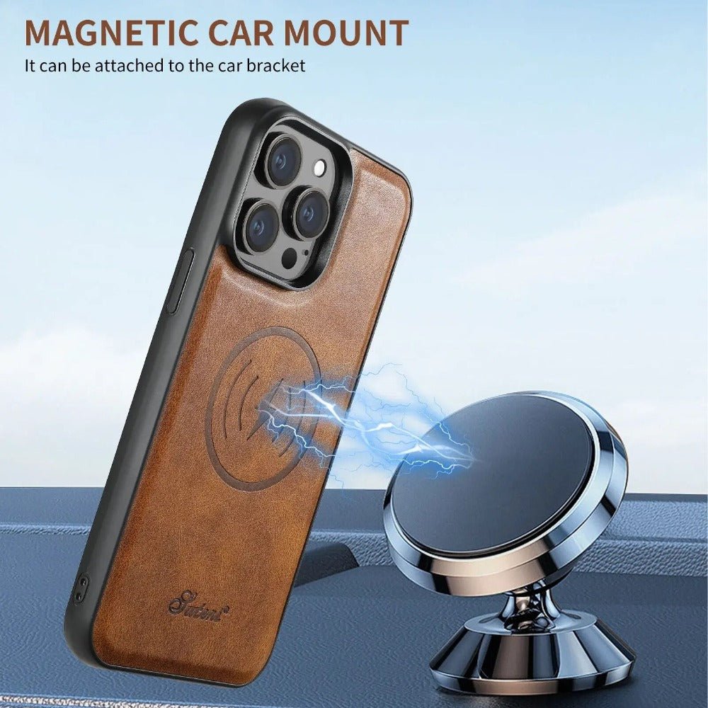 Foveo Premium Leather Case for iPhone 15 Series With Detachable Magnetic Card Stand - Astra Cases