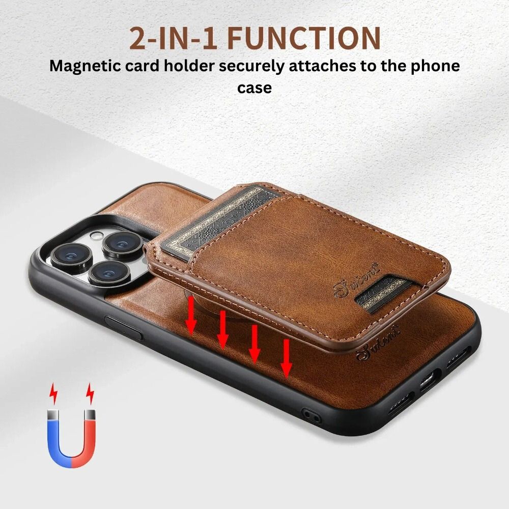 Foveo Premium Leather Case for iPhone 15 Series With Detachable Magnetic Card Stand - Astra Cases