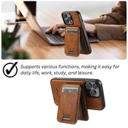 Foveo Premium Leather Case for iPhone 15 Series With Detachable Magnetic Card Stand - Astra Cases