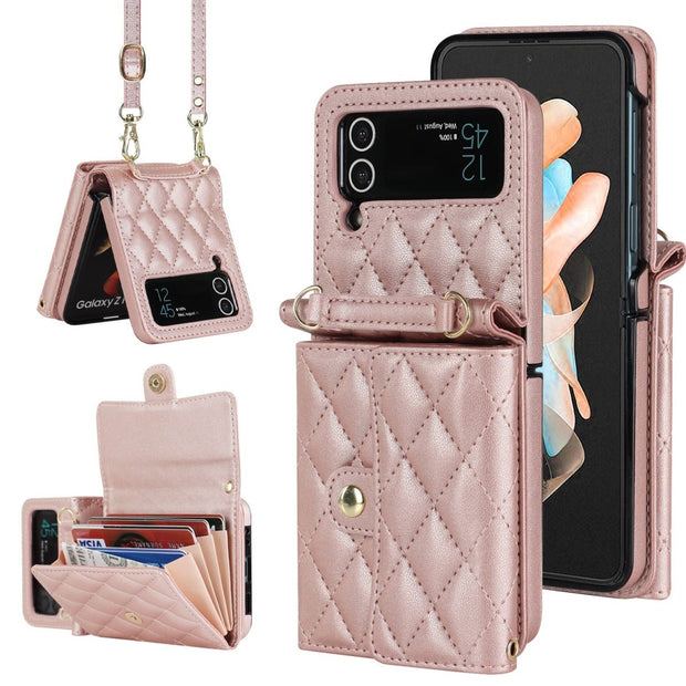 Maris Leather Wallet Case for Samsung Galaxy Z Flip With Long Lanyard - Astra Cases