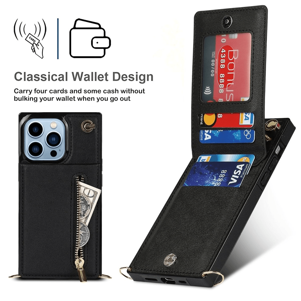 Nitida Crossbody Leather Case With Stand For iPhone 15 Series - Astra Cases