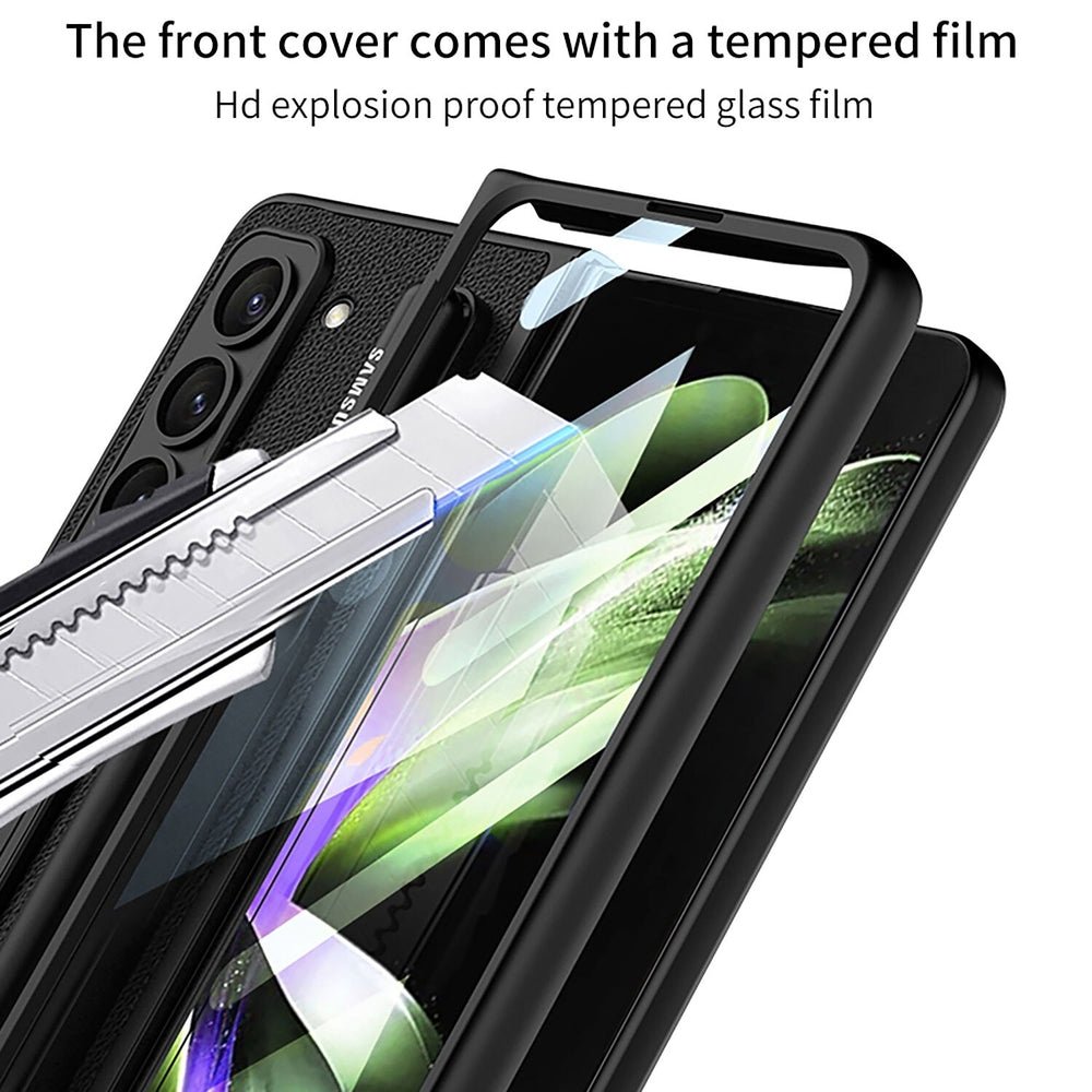 Novi Leather Grain Case For Galaxy Z Fold 5 With Lanyard And Pen Holder - Astra Cases