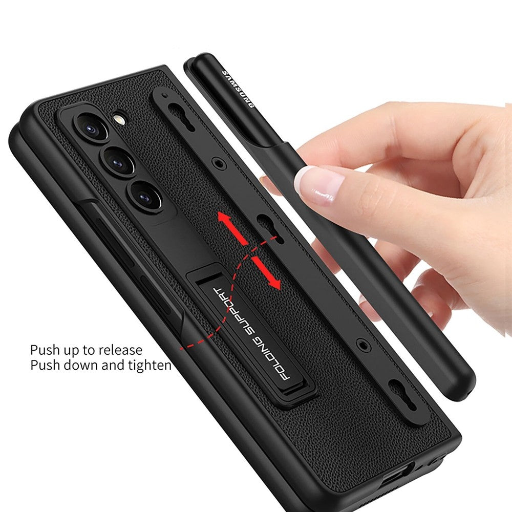 Novi Leather Grain Case For Galaxy Z Fold 5 With Lanyard And Pen Holder - Astra Cases