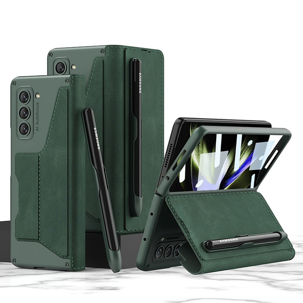 Tori Folding Leather Case with Detachable Pen Holder & Card Slot For Galaxy Z Fold 5 - Astra Cases